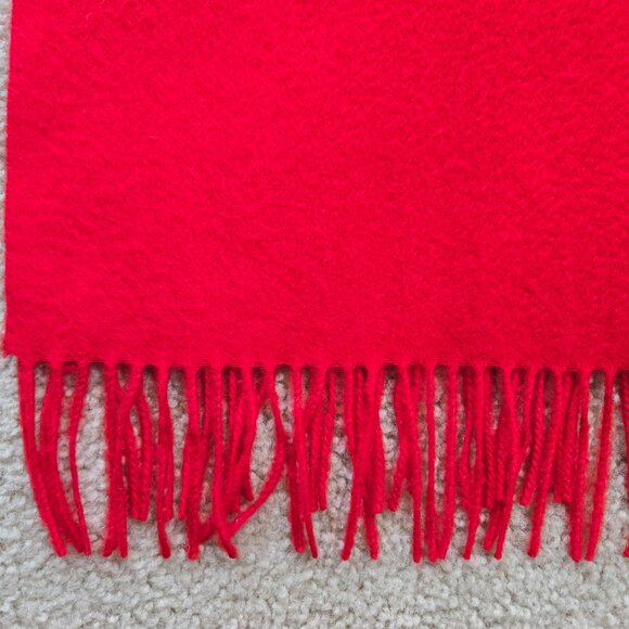 Red Woven Cashmere Scarf With Fringe - Picture 2 of 6